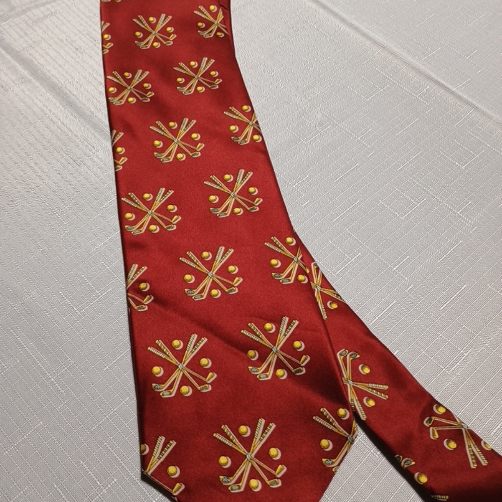 Red and Yellow Patterned Silk Tie